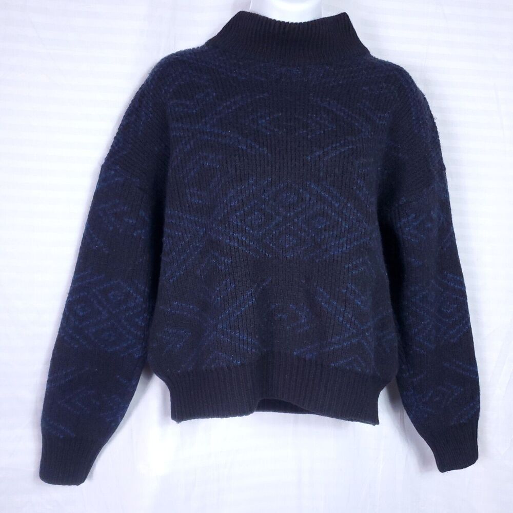 Vintage Ciao Sportswear Wool Blend Women Sweater Long Sleeve Navy Blue